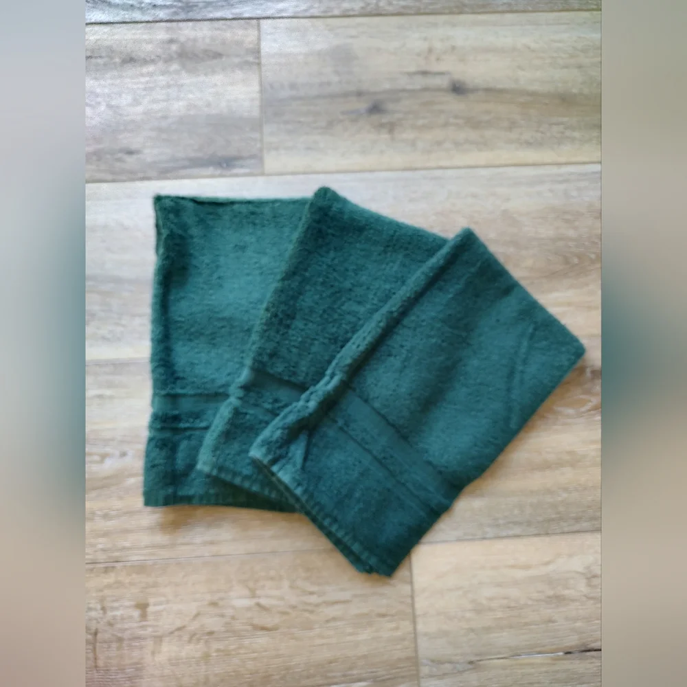 Ralph Lauren Vintage Green Hand Towels Set Of Three Egyptian Cotton NWOT